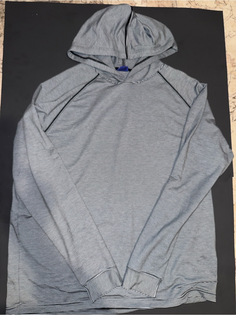 FootJoy Men's Hooded Long-Sleeve Pullover - Light Gray Thin Stripe